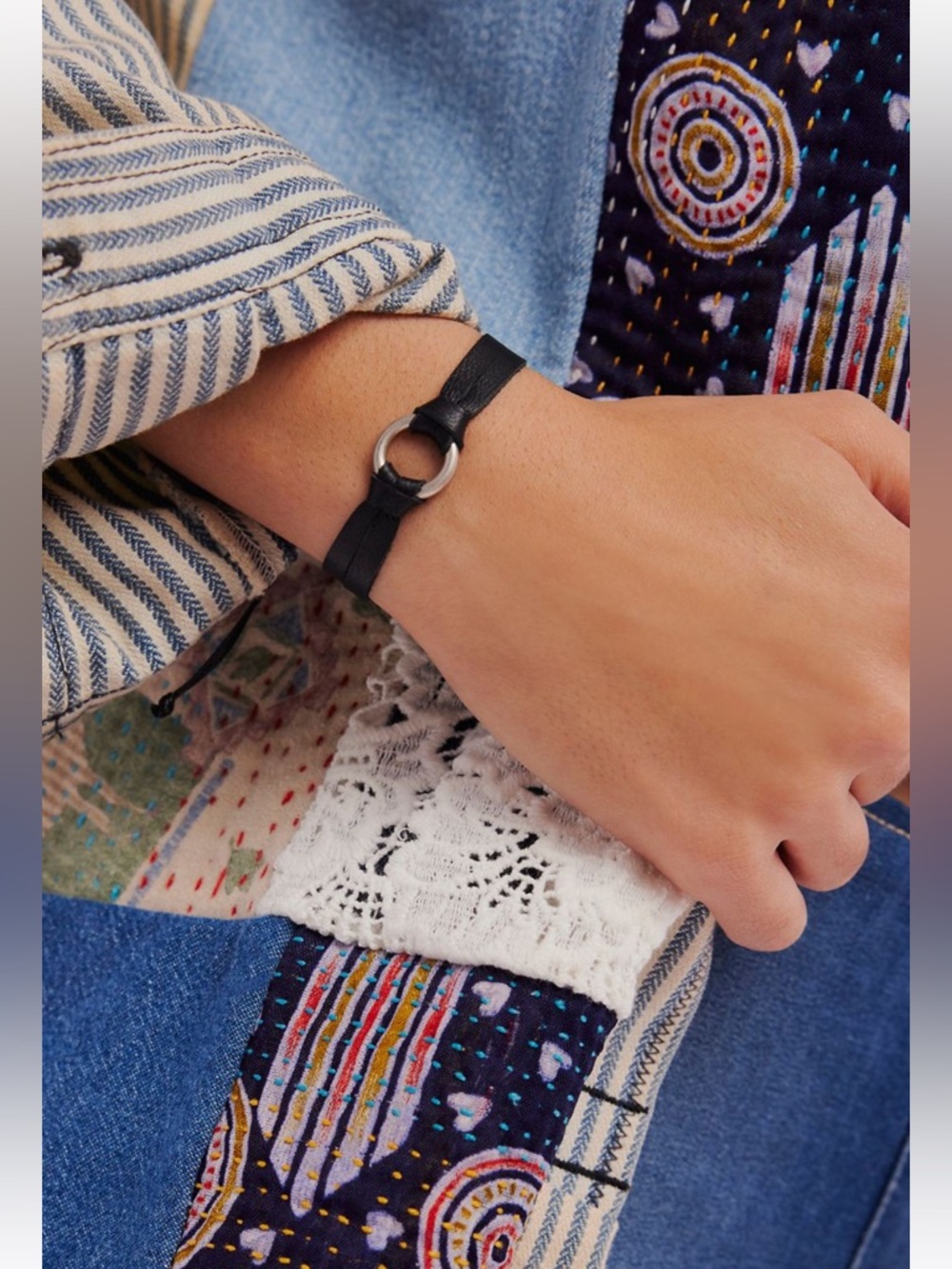 FREE PEOPLE COUNTY LIINES LEATHER BRACELET in Brown NWT - Picture 5 of 5